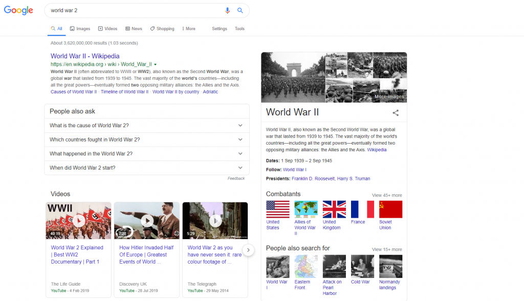 world war 2 - informational search